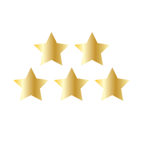 Five gold stars stacked in 2 rows icons
