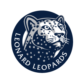 Leonard Leopards Blue Circle Mascot Logo